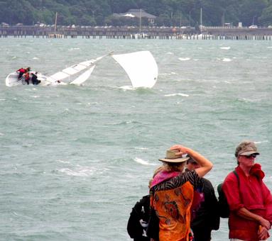 Taken from the ferry at some distance from the subject, as we approached Devonport Wharf on the windy, blustery day of the Auckland Anniversary Festival